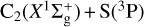${{\rm{C}}_2}\left( {{X^1}{\rm{\Sigma }}_{\rm{g}}^ + } \right) + {\rm{S}}\left( {^3{\rm{P}}} \right)$