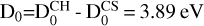 ${{\rm{D}}_0} = {\rm{D}}_0^{{\rm{CH}}}{\rm{ - D}}_0^{{\rm{CS}}} = 3.89\,{\rm{eV}}$