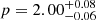 $ p=2.00^{+0.08}_{-0.06} $