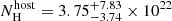$ N_{\mathrm{H}}^{\mathrm{host}}=3.75^{+7.83}_{-3.74}\times10^{22} $