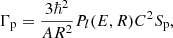 $$ \begin{aligned} \Gamma _{\rm p}= \frac{3\hbar ^2}{AR^2}P_l(E,R)C^2S_{\rm p}{,} \end{aligned} $$