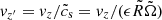 $ {v}_{z^\prime}={v}_z/\tilde{c}_{\mathrm{s}}={v}_z/(\epsilon\tilde{R}\tilde{\Omega}) $