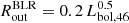 $$ \begin{aligned} R_{\rm out}^\mathrm{BLR} = 0.2\,L_{\rm bol,46}^{0.5} \end{aligned} $$