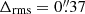 $ \Delta_{\mathrm{rms}} = 0{{\overset{\prime\prime}{.}}}37 $
