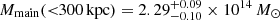 $ M_{\mathrm{main}}( < \!\!300\,\mathrm{kpc}) = 2.29_{-0.10}^{+0.09} \times 10^{14}\,M_{\odot} $
