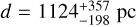 $d = 1124_{ - 198}^{ + 357}\,{\rm{pc}}$