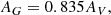 $$ \begin{aligned}&A_{G} = 0.835 A_{V},\end{aligned} $$