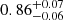 $ {0.86}_{{-0.06}}^{+{0.07}} $