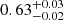 $ {0.63}_{{-0.02}}^{+{0.03}} $