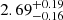 $ {2.69}_{{-0.16}}^{+{0.19}} $