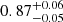 $ {0.87}_{{-0.05}}^{+{0.06}} $