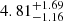 $ {4.81}_{{-1.16}}^{+{1.69}} $
