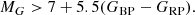 $$ \begin{aligned} M_{G} > 7 + 5.5(G_{\mathrm{BP} }-G_{\mathrm{RP} }). \end{aligned} $$