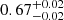 $ {0.67}_{{-0.02}}^{+{0.02}} $