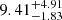 $ {9.41}_{{-1.83}}^{+{4.91}} $