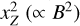 $x_Z^2\,\left( { \propto \,{B^2}} \right)$