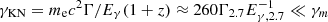 $ \gamma_{\mathrm{KN}}=m_{\mathrm{e}} c^{2} \Gamma / E_{\gamma} (1+z) \approx 260 \Gamma_{2.7} E_{\gamma,2.7}^{-1} \ll \gamma_m $
