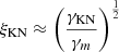 $ \xi_{\mathrm{KN}} \approx \left(\frac{\gamma_{\mathrm{KN}}}{\gamma_m}\right)^{\frac{1}{2}} $