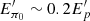 $ E_{\pi_{0}}^\prime \sim 0.2 E_p^\prime $