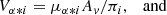 $$ \begin{aligned} V_{\alpha *i}&= \mu _{\alpha *i} A_v / \pi _i, \quad \mathrm{and} \end{aligned} $$