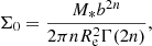 $$ \begin{aligned} \Sigma _0 = \frac{M_{*}b^{2n}}{2\pi n R_{\mathrm{e} }^2 \Gamma (2n)}, \end{aligned} $$