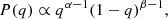 $$ \begin{aligned} P(q) \propto q^{\alpha -1}(1 - q)^{\beta -1}, \end{aligned} $$