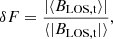 $$ \begin{aligned} \delta F = {|\langle B_{\rm LOS,t}\rangle | \over \langle |B_{\rm LOS,t}| \rangle } , \end{aligned} $$