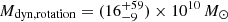 $ M_{\mathrm{dyn, rotation}} = (16^{+59}_{-9})\times 10^{10}\,M_{\odot} $