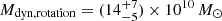 $ M_{\mathrm{dyn, rotation}} = (14^{+7}_{-5})\times 10^{10}\,M_{\odot} $