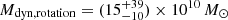 $ M_{\mathrm{dyn, rotation}} = (15^{+39}_{-10})\times 10^{10}\,M_{\odot} $