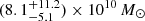 $ (8.1^{+11.2}_{-5.1})\times 10^{10}\,M_{\odot} $