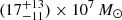 $ (17^{+13}_{-11})\times 10^7\,M_{\odot} $