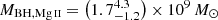 $ M_{\mathrm{BH,{\mathrm{Mg}\,\textsc{ii}}}} = \left(1.7^{4.3}_{-1.2}\right)\times 10^9\,M_{\odot} $