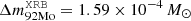 $ \Delta m^{\mathtt{XRB}}_{92\mathrm{Mo}} = 1.59\times10^{-4}\,M_\odot $