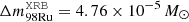 $ \Delta m^{\mathtt{XRB}}_{98\mathrm{Ru}} = 4.76\times10^{-5}\,M_\odot $