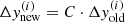 $ \Delta y_{\text{new}}^{(i)} = C \cdot \Delta y_{\text{old}}^{(i)} $