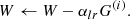 $$ \begin{aligned} W \leftarrow W - \alpha _{lr} G^{(i)} .\end{aligned} $$