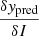 $ \dfrac{\delta y_\text{pred}}{\delta I} $