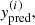 $ \mathit{y}_{\text{pred}}^{(i)}, $