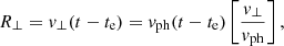 $$ \begin{aligned} R_{\rm \perp } = v_{\rm \perp } (t-t_{\rm e}) = v_{\rm ph} (t-t_{\rm e}) \left[\frac{v_{\rm \perp }}{v_{\rm ph}}\right] ,\end{aligned} $$