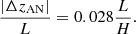 $$ \begin{aligned} \dfrac{|\Delta z_\mathrm{AN} |}{L}=0.028\dfrac{L}{H}. \end{aligned} $$