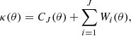 $$ \begin{aligned} \kappa (\theta ) = C_J(\theta ) + \sum _{i=1}^J W_{i}(\theta ) ,\end{aligned} $$