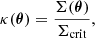$$ \begin{aligned} \kappa (\boldsymbol{\theta }) = \frac{\Sigma (\boldsymbol{\theta })}{\Sigma _{\rm crit}}, \end{aligned} $$