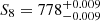 $ S_8=778^{+0.009}_{-0.009} $