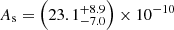 $ A_{\mathrm{s}} = \left( 23.1^{+8.9}_{-7.0} \right) \times 10^{-10} $