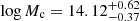 $ \log M_{\mathrm{c}}=14.12^{+0.62}_{-0.37} $