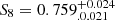 $ S_8=0.759^{+0.024}_{.0.021} $