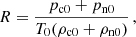 $$ \begin{aligned} R = \frac{p_{\rm c0} + p_{\rm n0}}{T_0 (\rho _{\rm c0}+\rho _{\rm n0})}\,, \end{aligned} $$