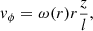 $$ \begin{aligned} v_{\phi } = \omega (r) r \frac{z}{l} , \end{aligned} $$