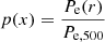 $$ \begin{aligned} p(x)={P_{\rm e}(r) \over P_{\rm e,500}} \end{aligned} $$